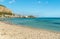 View of Mondello beach, is a small seaside resort near center of city Palermo, Sicily