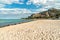View of Mondello beach, is a small seaside resort near center of city Palermo, Sicily