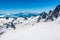 View of Mont Blanc mountain range from Aiguille Du Midi in Chamonix - landscape orientation