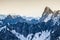 View of Mont Blanc mountain range from Aiguille Du Midi in Chamonix - landscape orientation