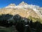 The view of Mont Noir de Peuterey from Rifugio Monte Bianco on TMB