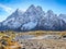 View of Mont Pelvoux 3,946m located in the Ecrins Massif in French Alps