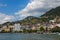 View on Montreux coastline from Geneva lake, Switzerland