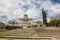 View of the monument to the Holy Prince Vladimir the Baptist of Russia and Pashkov House on Borovitskaya square, Moscow,