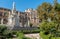 View of Monument to King Philip V of Spain in the Villa Bonanno and Norman Palace in background, Palermo, Sicily