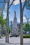 View on Monumento al Sagrado Corazon de Jesus statue at Jesusen Bihotza Plaza in Bilbao, Spain