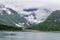 A view of a moraine filled river on the side of Glacier Bay, Alaska