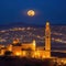 View of the A Moroccan landscape at Big moon in the A amazing Arab Generated image