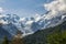 View of Morteratsch Glacier, the largest glacier of the Bernina massif in Switzerland