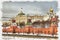 View of the Moscow Kremlin. Imitation of a picture. Oil paint. Illustration