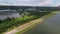 View of Moscow, Krylatsky Hills, cycle track, Krylatskaya cycle road e drone Olympic cycle track rowing canal