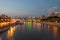 View on the Moscow river, Berezhkovskaya and Rostovskaya embankments in the evening, summer urban cityscape