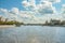 View of Moscow river, Krasnokholmskaya and Kosmodamianskaya embankments in summer from the steamboat