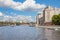 View on the Moscow river, Prechistenskaya and Bersenevskaya embankments, \
