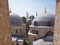 View of mosque domes from the Agia Sofia in Istanbul, Turkey