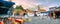 View of mosque and market square in blue town Chefchaouen. Morocco, North Africa