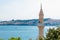 View of Mosque minaret Aerial view of Bodrum harbor