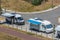 View of motorhomes parked on the side of the road in foreign tourists campsite