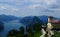 View from Mount BrÃ© to Lake Lugano in South Switzerland