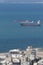 View from Mount Carmel of ship cargo vessels near the port of Haifa in Israel