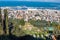 View from  Mount Carmel to the Bahai Temple, the downtown, the port and the Mediterranean Sea and Haifa city, in Israel