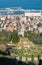 View from  Mount Carmel to the Bahai Temple, the downtown, the port and the Mediterranean Sea and Haifa city, in Israel