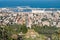 View from Mount  Carmel to the Bahai Temple, the downtown, the port and the Mediterranean Sea and Haifa city, in Israel