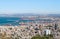 View from Mount Carmel to the downtown  the port and the Mediterranean Sea and Haifa city  in Israel