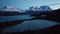 View of Mount Cerro Payne Grande and Torres del Paine at sunset