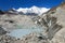 View of mount Cho Oyu and lake on Ngozumba glacier