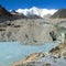 View of mount Cho Oyu and lake on Ngozumba glacier