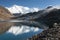 View of mount Cho Oyu mirroring in Gokyo lake