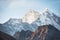 View of Mount Kangtega at sunrise in Himalaya mountains, Nepal.