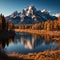 a view of Mount Moran from the oxbow bend.