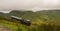 View from Mount Snowdon, Snowdonia, Gwynedd, Wales, UK - looking north towards Llyn Padarn and Llanberis, with the