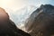 View of Mount Thamserku from Tengboche at sunrise, Himalaya mountains, Nepal