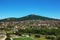 View of Mount Zabor during the day from the walls of the fortress, Nitragrad, Slovakia