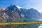 View of the mountain alpine lake in Traunkirchen, Austria, Europe