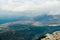 View from the mountain Biokovo. Mountain landscape with low clouds. Croatia