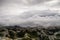 View from the mountain Biokovo. Mountain landscape with low clouds. Croatia