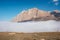 View on mountain and blue sky above clouds. Russia. Dagestan.