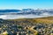 View of mountain cover with snow in Iceland