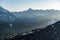 View of the mountain Kitzsteinhorn winter with the village of Kaprun in the valley. View from Keilberg, SchmittenhÃ¶he, Zell am