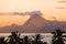 View on mountain Orohena at sunset.Polynesia.