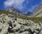 View on mountain Peak Lomnicky stit 2 634 m covered in clouds at Summer, one of the highest mountain peaks in the High Tatras moun