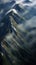 View of the mountain range from a height. Vertical background with space for text