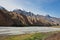 View of the mountain range, the valley the riverbed