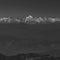 View of mountain ranges in layers with Nanda Devi peak and glacier