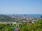 View from the mountain to the modern city. Beautiful cityscape. Batumi from above
