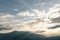 View of mountaine with dramatic sky background